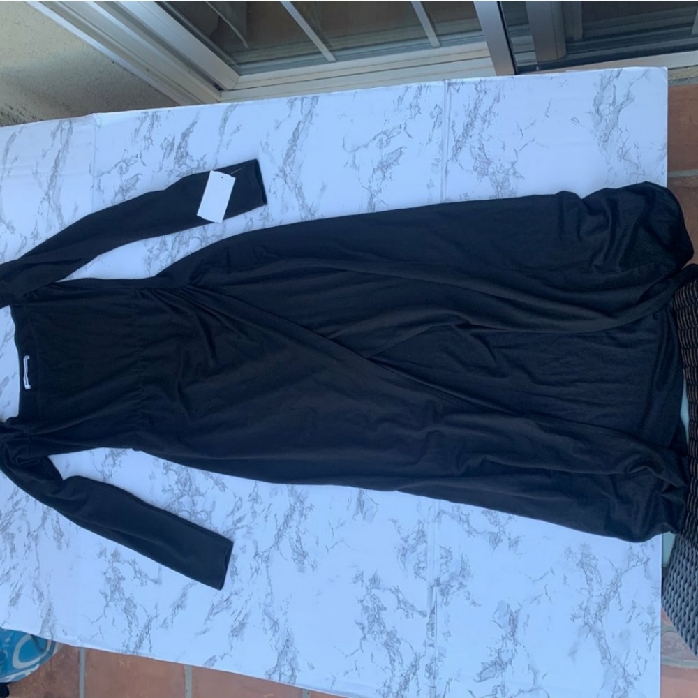 Reformation Dottie Dress Black LBD Mini Jersey - Picture 2 of 7